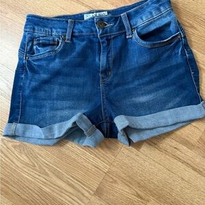 Wax Jean Blue High-Waisted Jean Shorts with Cuffed Hem